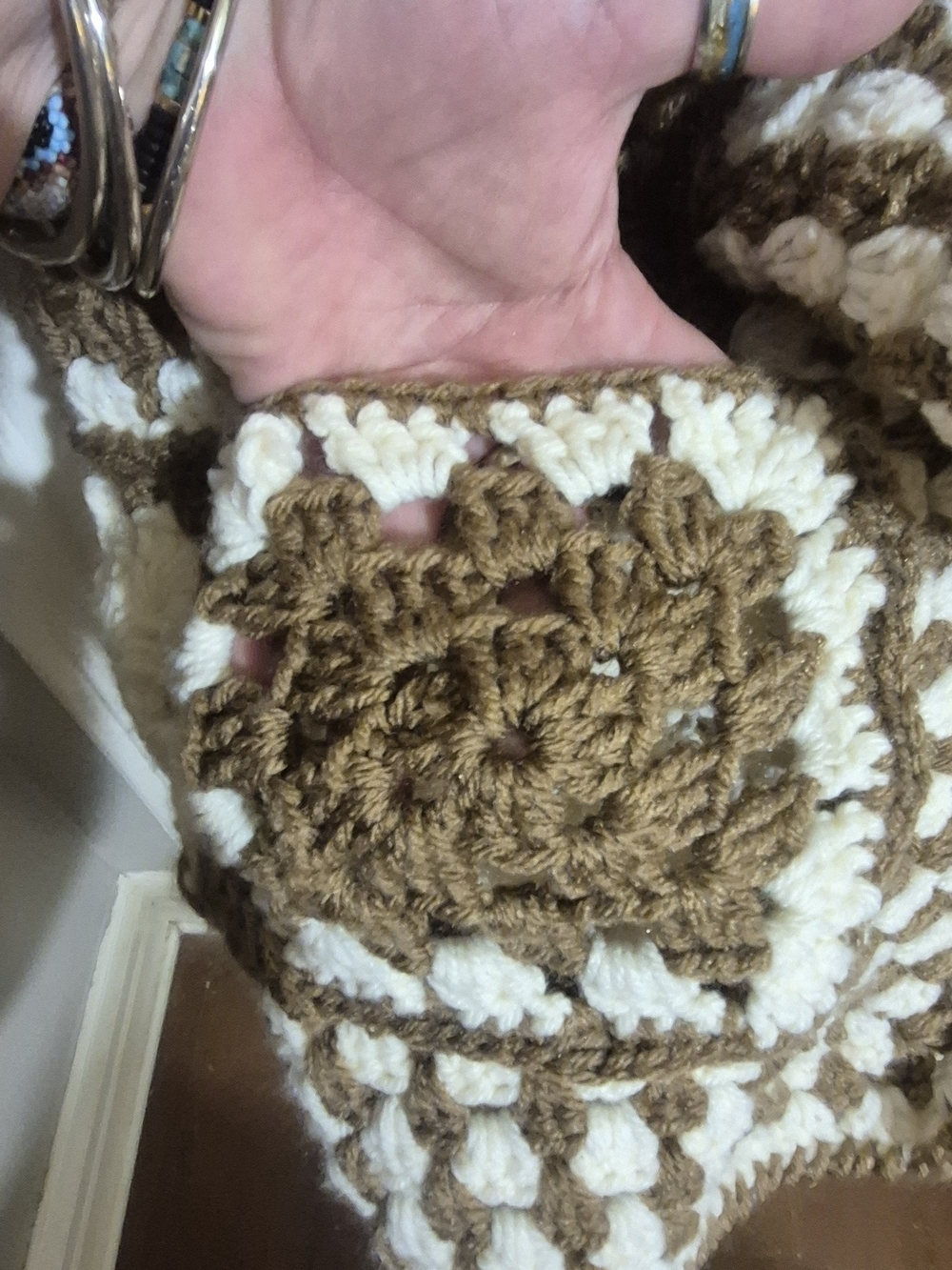 Handmade Crochet Granny Square Hooded Cardigan Boho Oversized - Picture 3 of 10